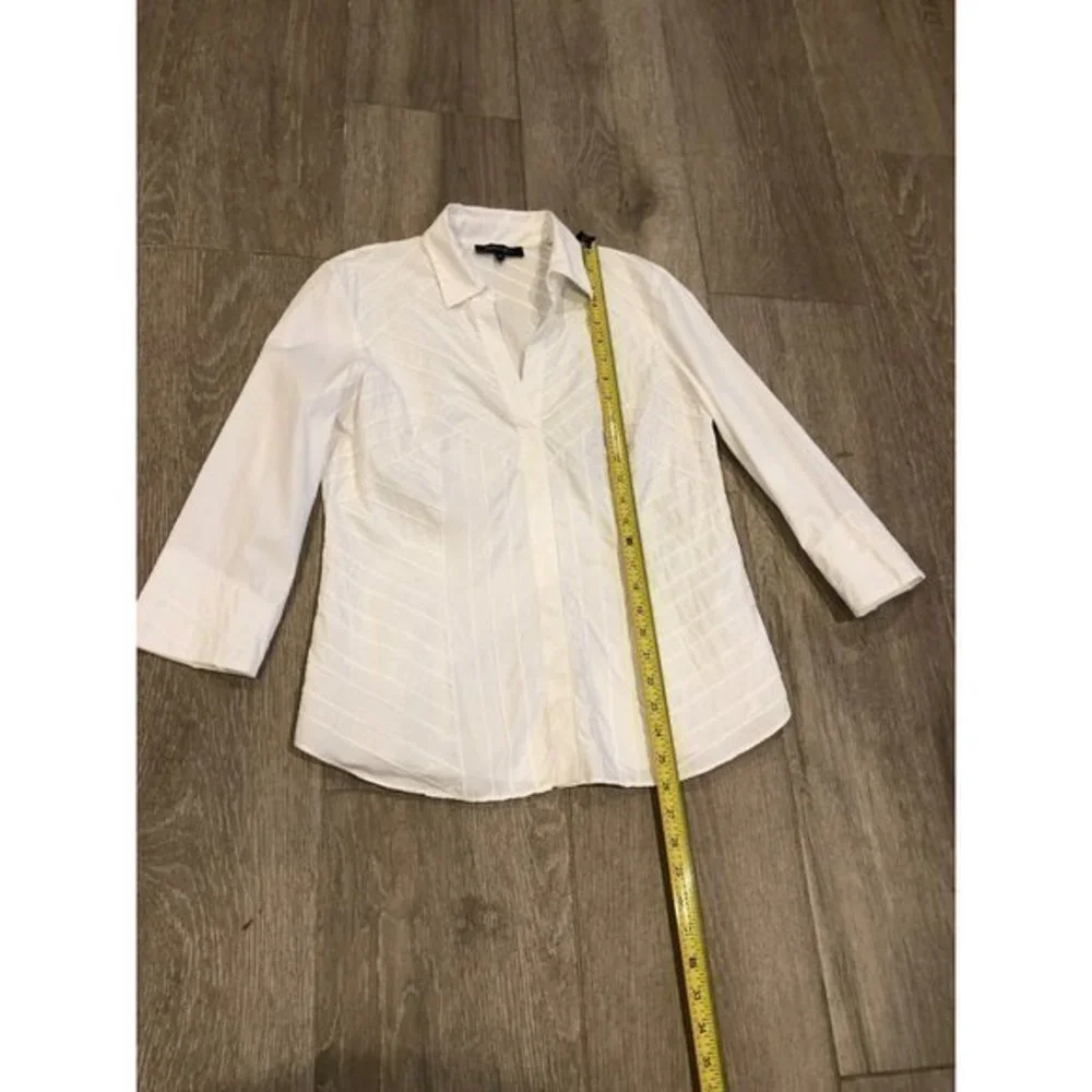 LAFAYETTE 148 women's white pleated cotton shirt size 6 - Picture 7 of 9